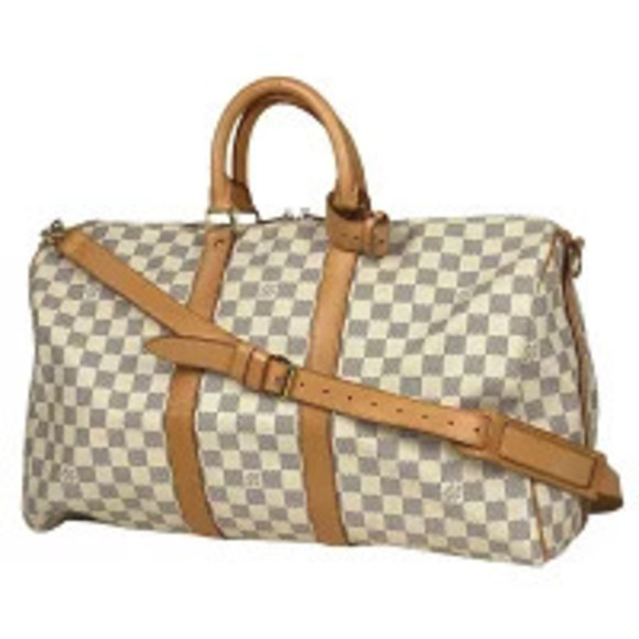 Louis Vuitton Handbags - Louis Vuitton Keepall Bandoulire Shoulder Bag Boston Damier Azur White